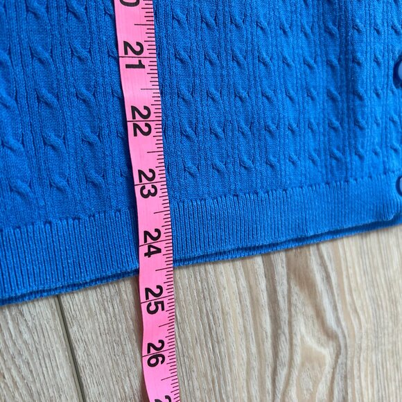 🪻TRADITION Sz L Bright Blue Cardigan Sweater Button Down*80% Cotton - Picture 6 of 9